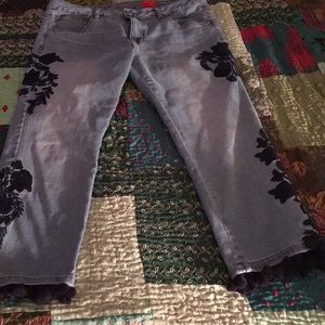 Sz 12 cropped Denim pants with BLK embellishments